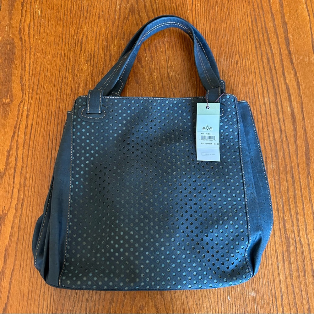 Eve Natural Cork Blue Tote Bag NWT | Eco-Friendly Vegan Handbag